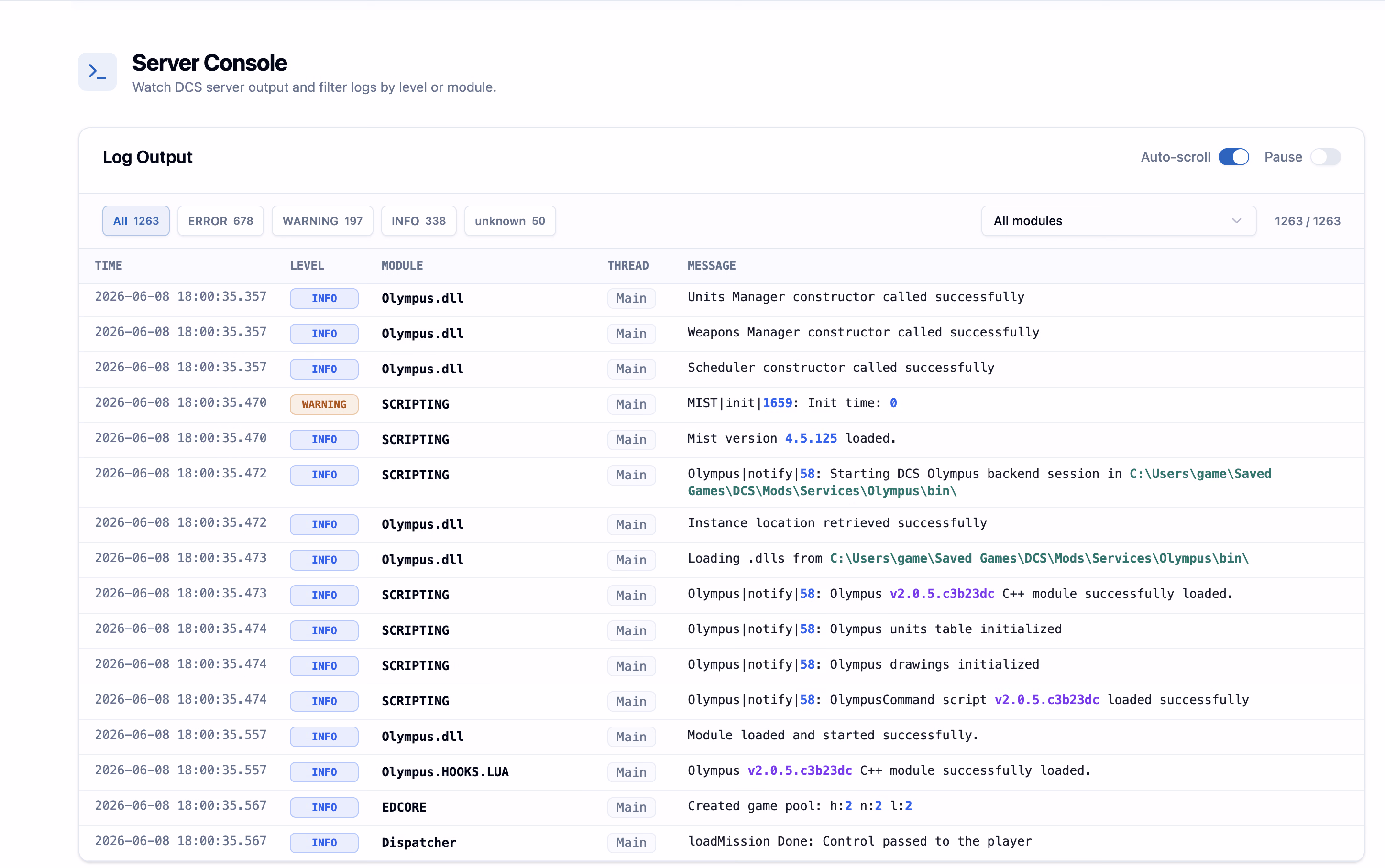 NimbusPulse WebConsole for live DCS Lua execution