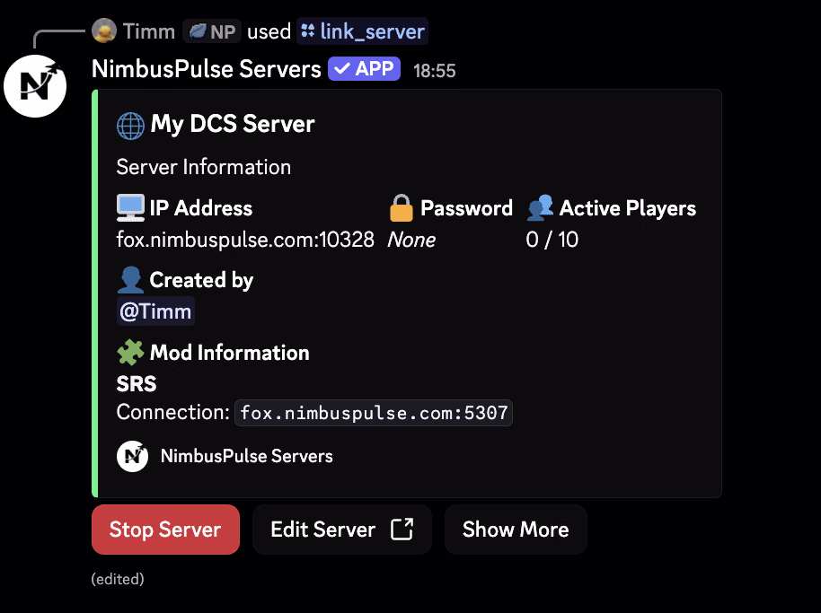 Discord Bot Server Management Interface