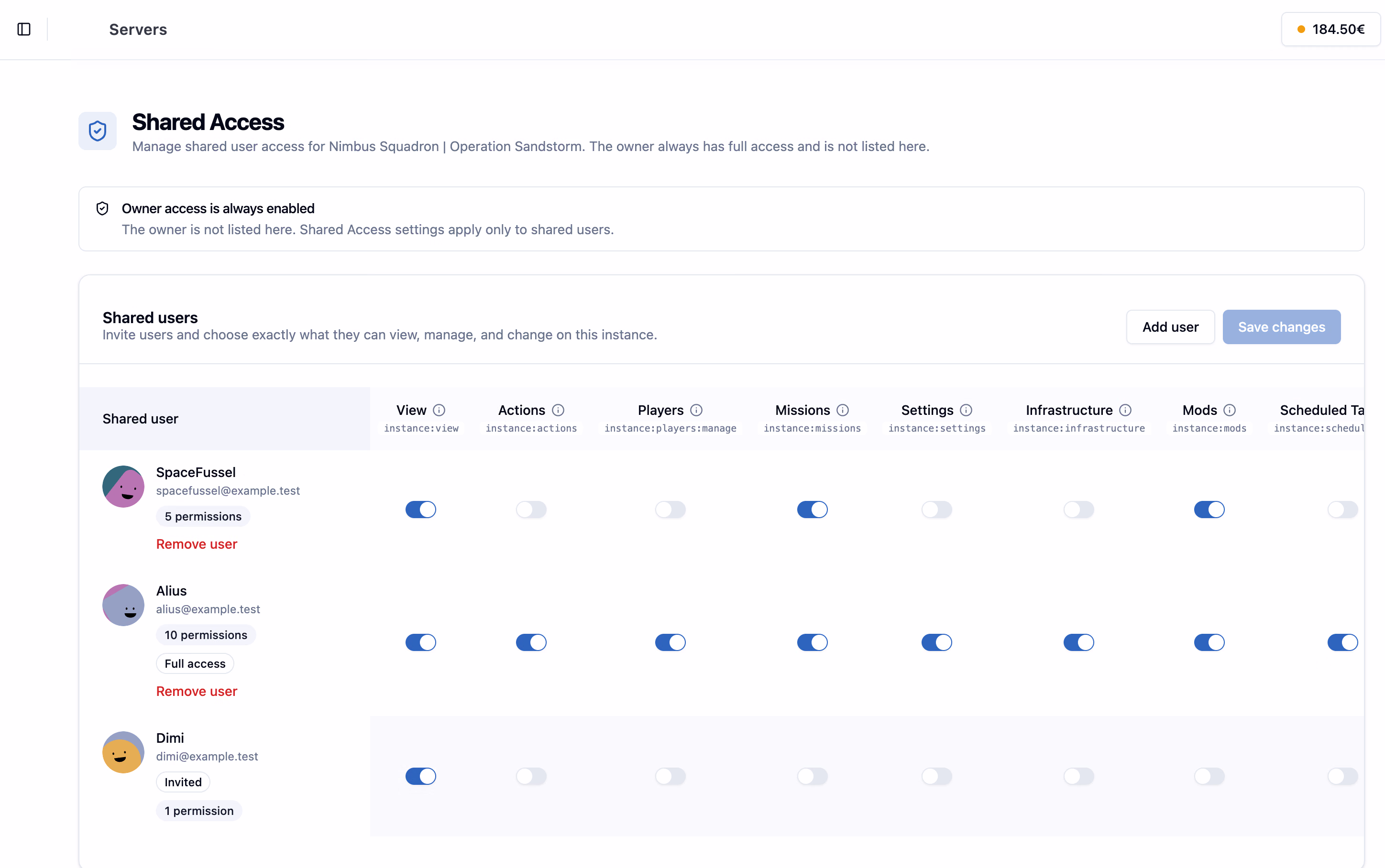 NimbusPulse shared server access controls